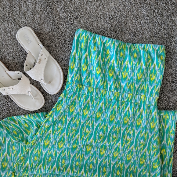 👗 Teal Geometric Print Maxi Dress | All For Color | Medium - Picture 6 of 7